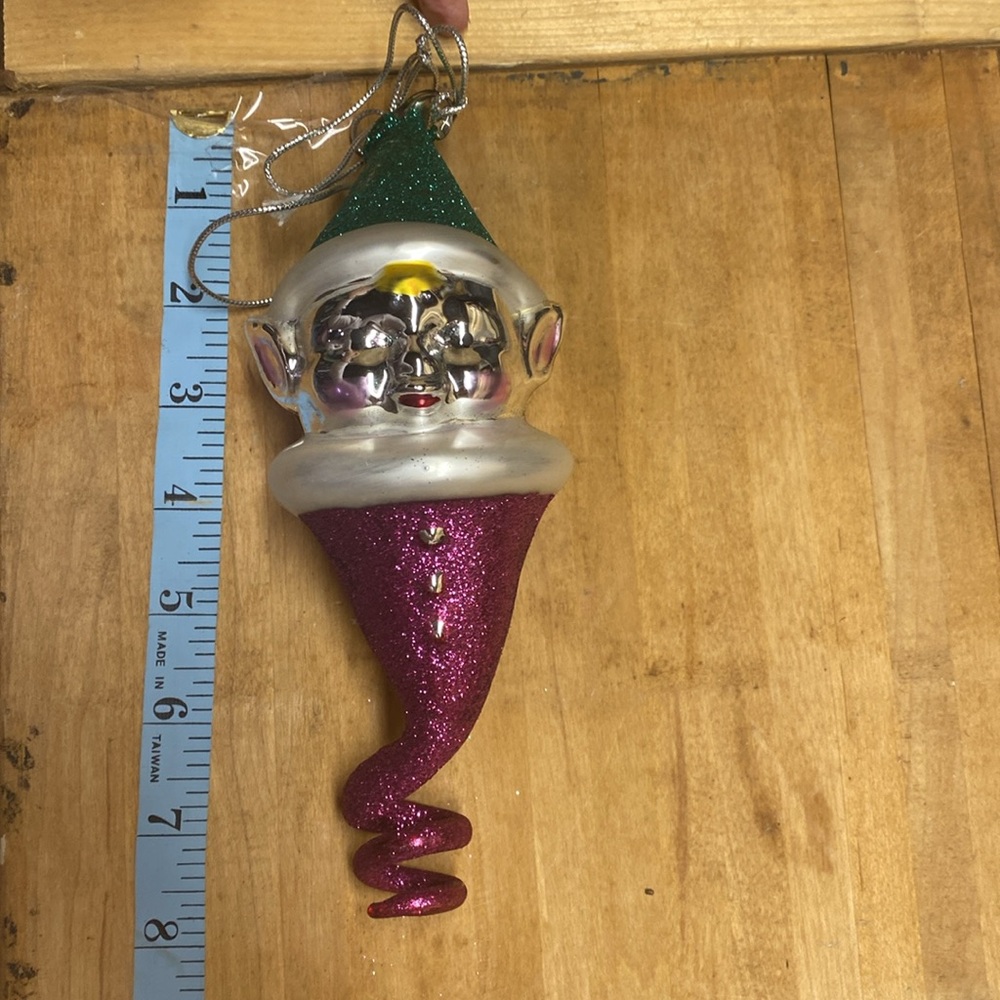 NIB Department 56 mercury glass glitter elf ornament sparkle hand painted